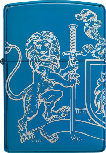 ZIPPO Indigo blau Medival Lion and Sword ZIPPO Indigo blau Medival Lion and Sword