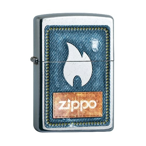 Zippo Feuerzeug Street chrom Denim and Flame Zippo Feuerzeug Street chrom Denim and Flame