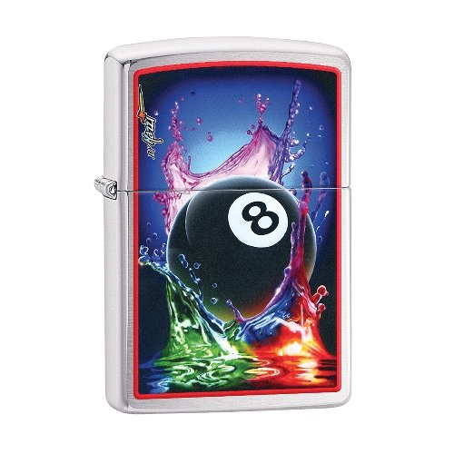 Zippo Feuerzeug chrom gebürstet Mazzi Eight Ball Zippo Feuerzeug chrom gebürstet Mazzi Eight Ball