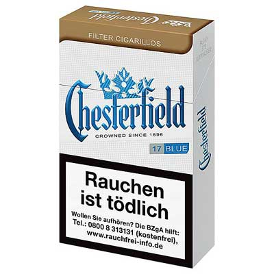 Chesterfield Filterzigarillos Blue King Size mit Naturdeckblatt Chesterfield Filterzigarillos Blue King Size mit Naturdeckblatt