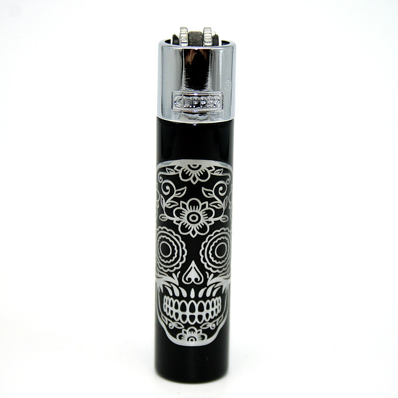 Clipper Feuerzeug Metall Mex Skulls silber Clipper Feuerzeug Metall Mex Skulls silber