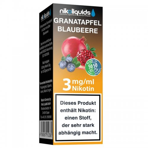 E-Liquid NIKOLIQUIDS Granatapfel Blaubeere 3mg Nikotin E-Liquid NIKOLIQUIDS Granatapfel Blaubeere 3mg Nikotin