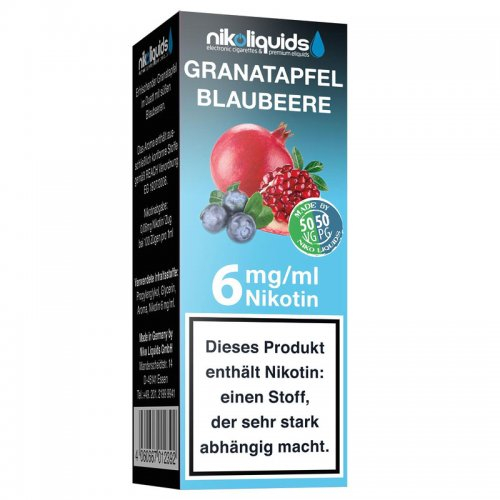 E-Liquid NIKOLIQUIDS Granatapfel Blaubeere 6mg Nikotin E-Liquid NIKOLIQUIDS Granatapfel Blaubeere 6mg Nikotin