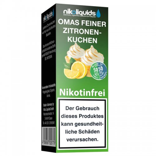 E-Liquid NIKOLIQUIDS Omas Feiner Zitronenkuchen 0mg Nikotin E-Liquid NIKOLIQUIDS Omas Feiner Zitronenkuchen 0mg Nikotin