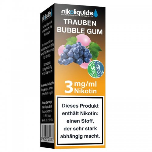 E-Liquid NIKOLIQUIDS Trauben Bubble Gum 3mg Nikotin E-Liquid NIKOLIQUIDS Trauben Bubble Gum 3mg Nikotin
