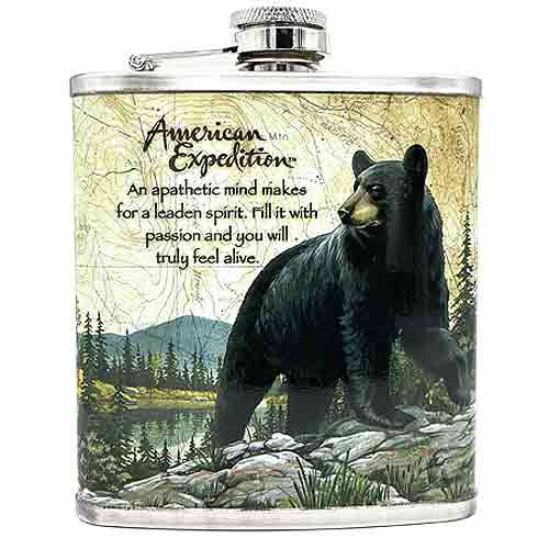 Flachmann Chrom bedruckt - Motiv: Bär 7oz/210ml Flachmann Chrom bedruckt - Motiv: Bär 7oz/210ml