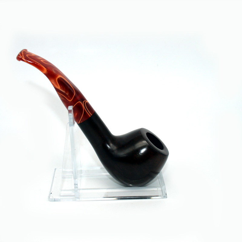 Pfeife Jean Claude, dunkelbraun mit rot marmoriertem Mundstück, Half-Bent Pfeife Jean Claude, dunkelbraun mit rot marmoriertem Mundstück, Half-Bent