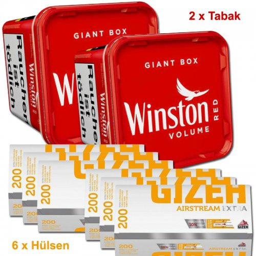 Winston 360g Tabak + Gizeh 1200 Hülsen Sparpaket Winston 360g Tabak + Gizeh 1200 Hülsen Sparpaket