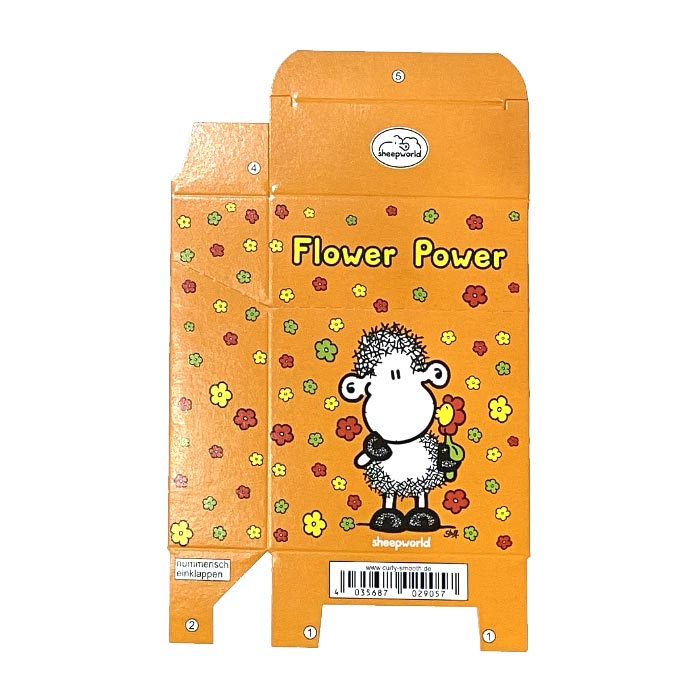 Zigaretten-Faltschachtel sheepworld Flower Power Motiv 25er