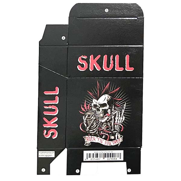 Zigaretten-Faltschachtel Skull rot-weiß Motiv 25er Zigaretten-Faltschachtel Skull rot-weiß Motiv 25er