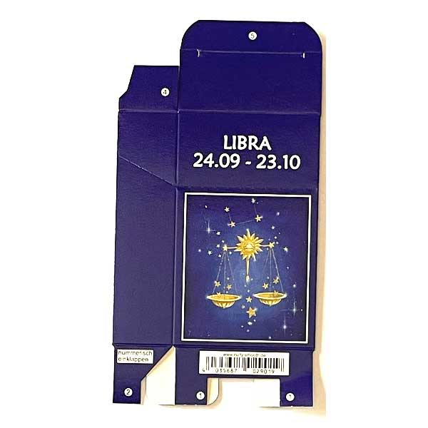 Zigaretten-Faltschachtel Sternzeichen Libra/Waage Motiv 20er Zigaretten-Faltschachtel Sternzeichen Libra/Waage Motiv 20er
