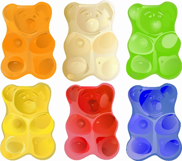 Alle Farben der Gummibärchen sogar Blaue Gummibärchen sind mit dabei