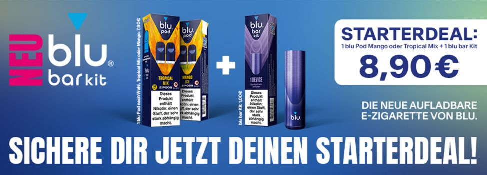 Blu Bar Pods Aktion - Gerät mit 2 Pods Gratis für nur 8,95 Euro