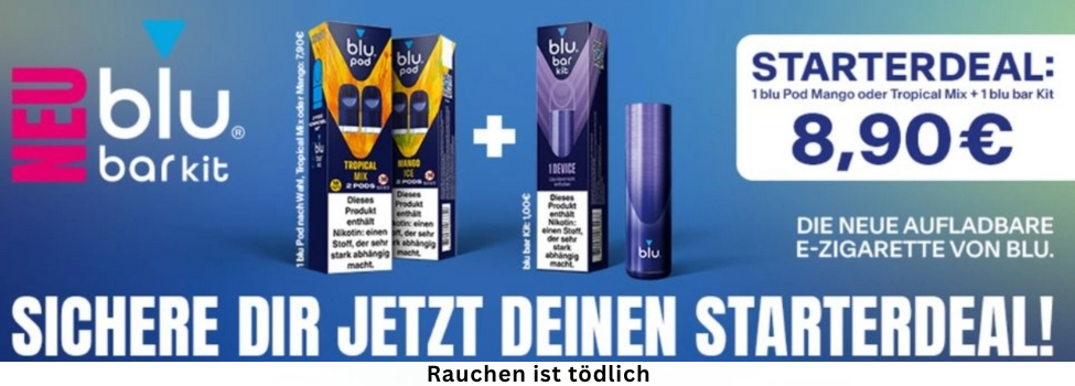 Blu Bar Pods Aktion - Gerät mit 2 Pods Gratis für nur 8,95 Euro
