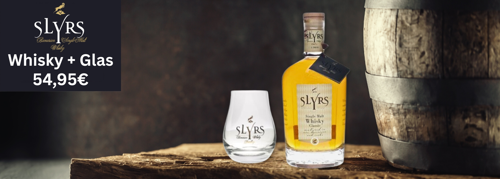 Slyrs Whisky Classic 700ml und Glas