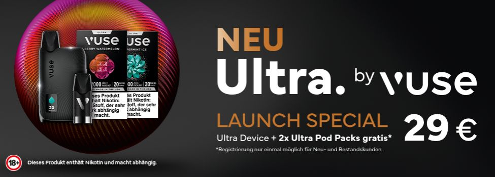 Vuse Ultra - Die smarte Art zu Vapen! Ab sofort erhältlich