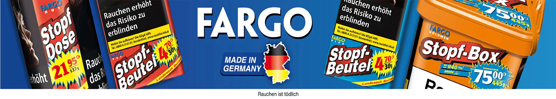 Fargo Drehtabak und Stopftabak zum fertigen von Zigaretten