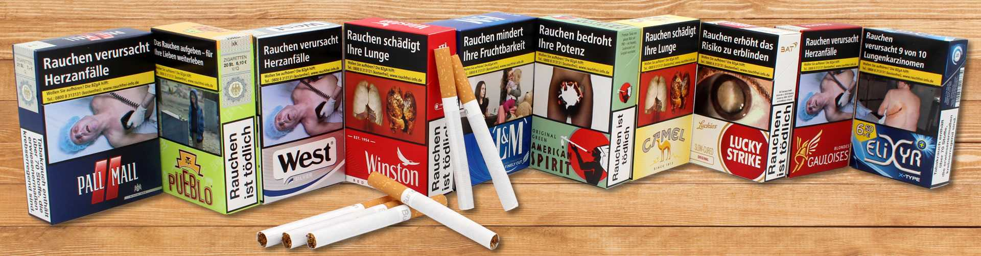 Zigaretten von A - Z wie American Spirit, Pall Mall, Lucky Strike, L&M, Camel, West oder Gauloises online kaufen