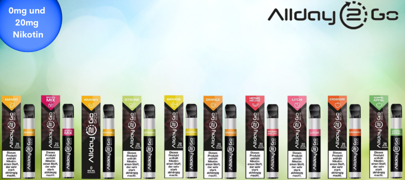 Sortiment der Allday 2 Go 600 Auflistung der Allday 2 Go 600