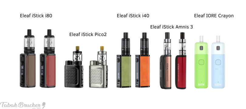 Sortiment der Eleaf E-Zigaretten Eleaf E-Zigaretten Auswahl