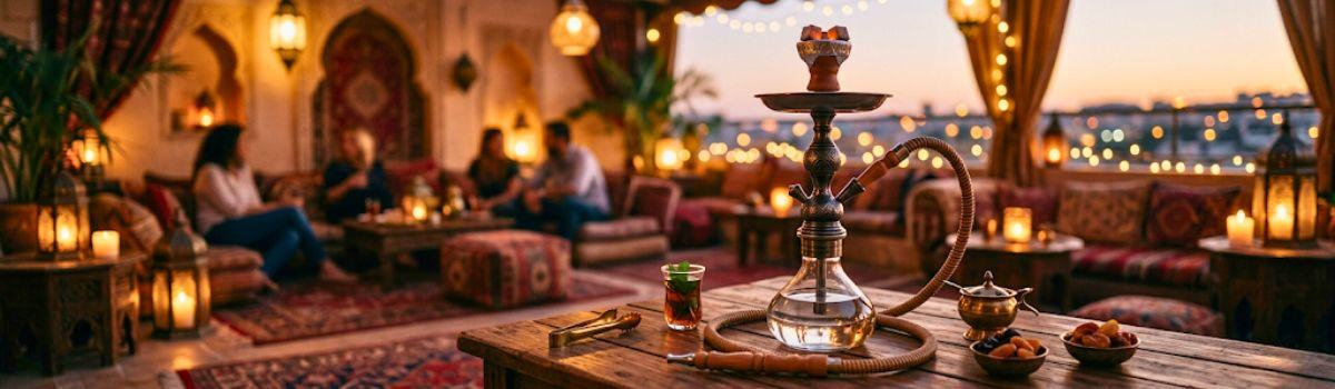 Shisha Wasserpfeife in einem Raum mit stimmungsvollen Ambiente