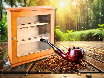 Pfeifenschrank und Pfeife mit Tabak Pfeifenschrank und Pfeife mit Tabak