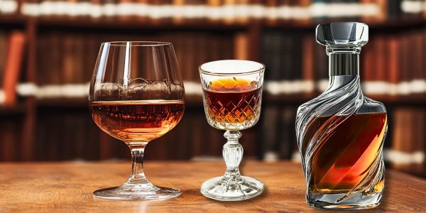 eine Flasche Brandy mit zwei gefüllten Gläser eine Flasche Brandy mit zwei gefüllten Gläser