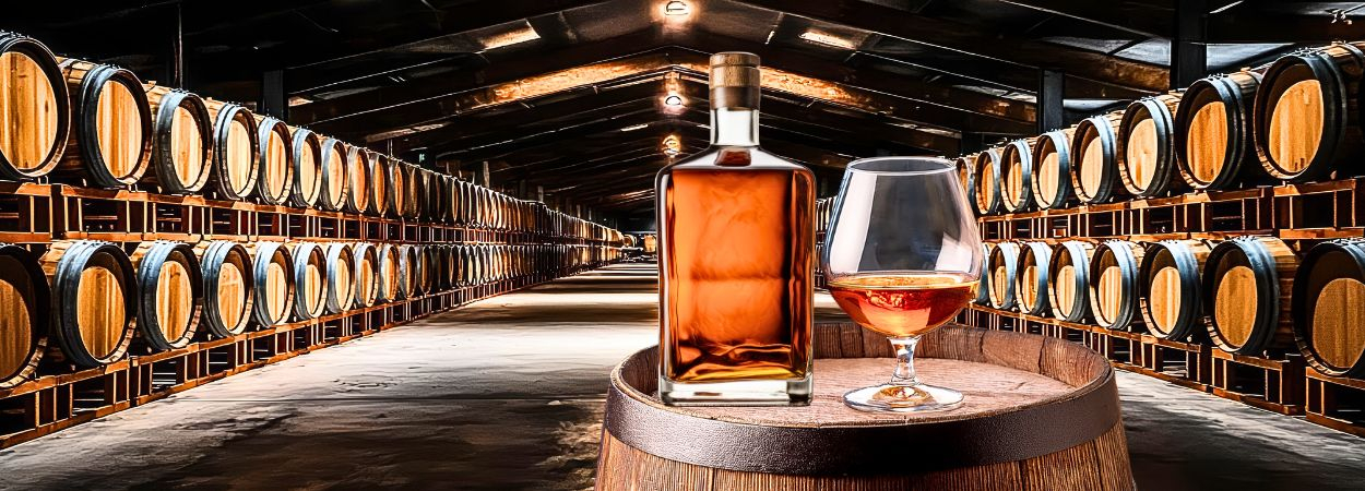 gelagerte Fässer mit Brandy gelagerte Fässer mit Brandy