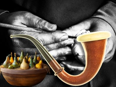 anfertigen einer Flaschenkürbispfeife mit Meerschaum anfertigen einer Flaschenkürbispfeife mit Meerschaum