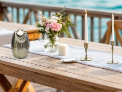 Deko mit Tisch - Feuerzeug am Balkon Deko mit Tisch - Feuerzeug am Balkon