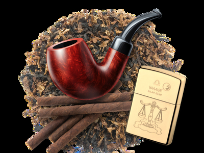 Zigarren, Pfeife und Zippo Feuerzeug