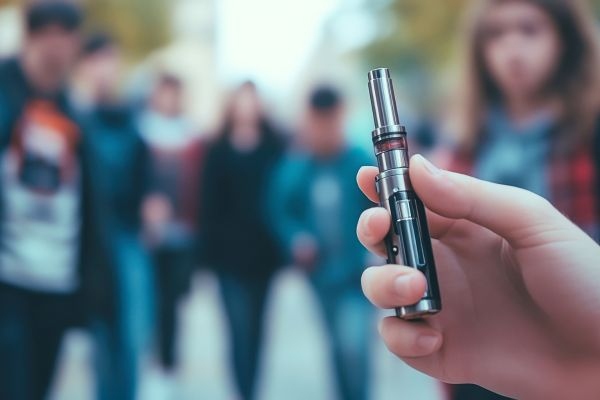 in der Hand haltende E- Zigarette
