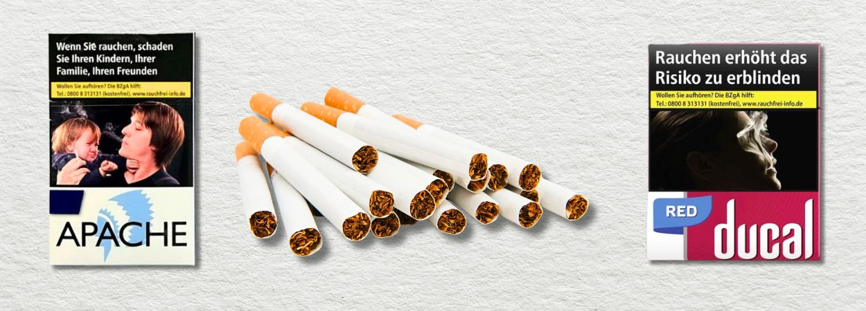 Zigarettenschachteln und lose Zigaretten