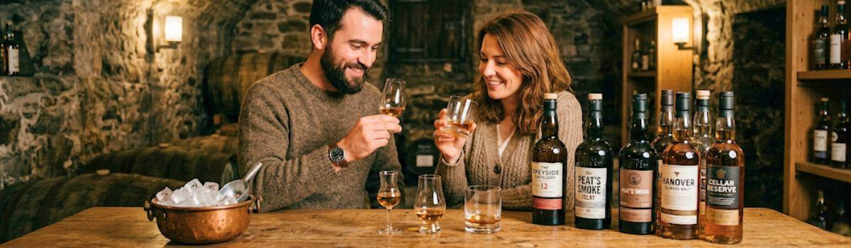zwei Personen bei einer Whisky-Verkostung zwei Personen bei einer Whisky-Verkostung