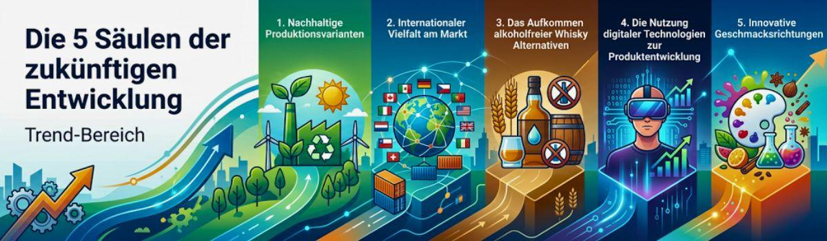 Die 5 Säulen der zukünftigen Entwicklung bildlich dargestellt Die 5 Säulen der zukünftigen Entwicklung bildlich dargestellt