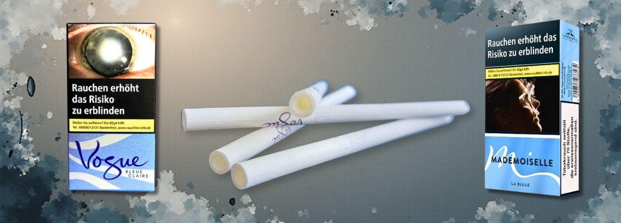 Zigarettenschachteln und Zigaretten mit Flow- Filter