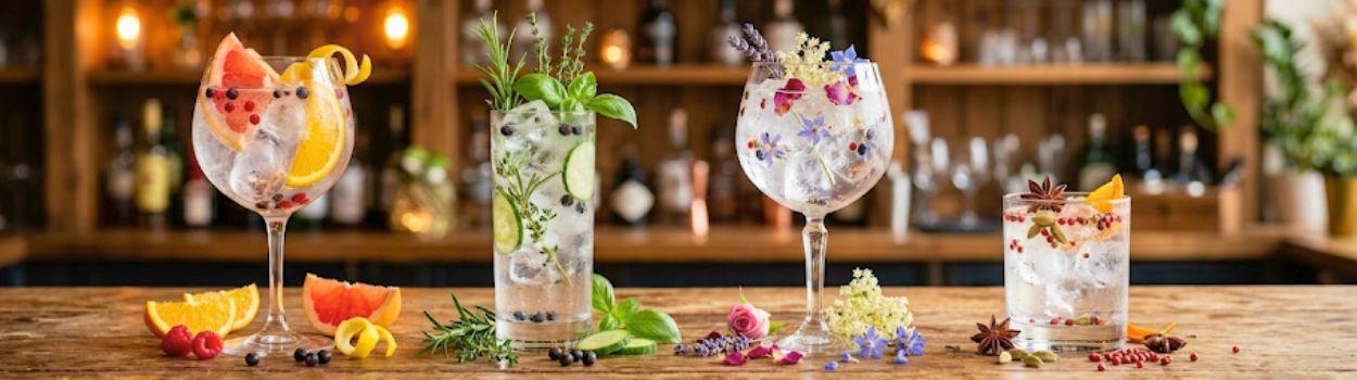 [KI-generiert] Gin Cocktail in verschiedenen Geschmacksrichtungen