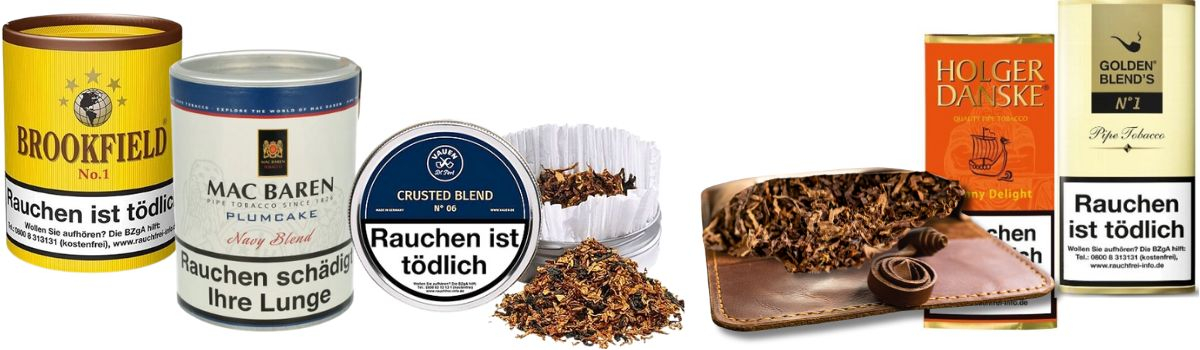 Unterschiedliche Verpackungen von Pfeifentabak