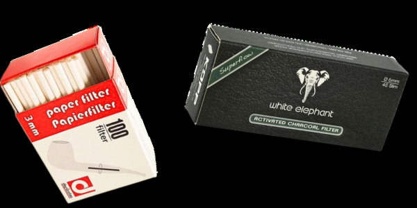 Aktivkohle- und Papierfilter mit Pfeife Aktivkohle- und Papierfilter mit Pfeife