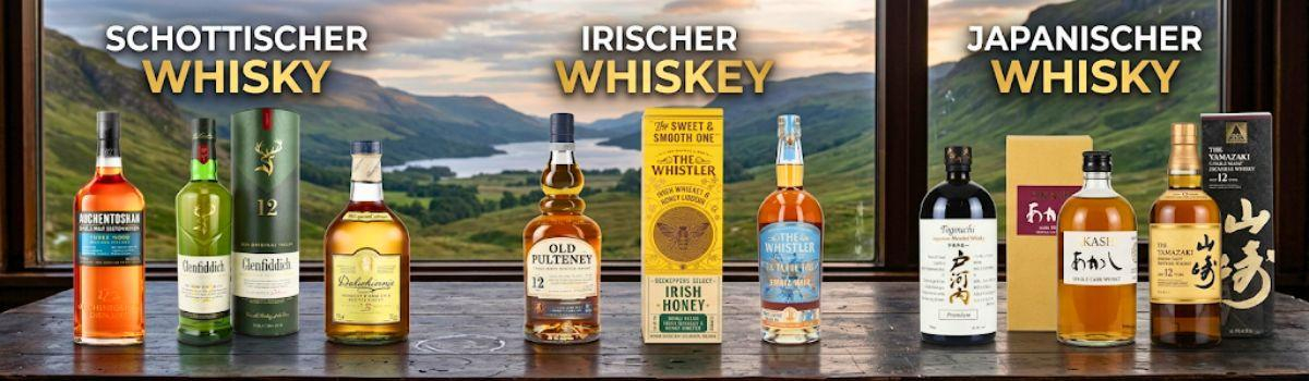 Whisky-Sorten aus drei Herkunftsländern Whisky-Sorten aus drei Herkunftsländern