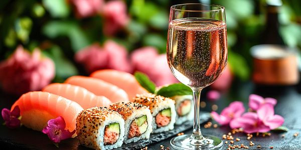 Rose -Wein und Sushi Rose -Wein und Sushi