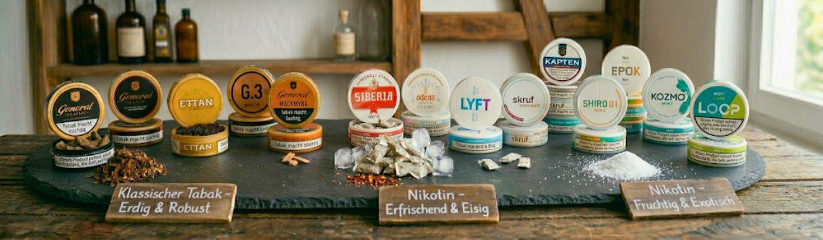 Snus und Nikotinbeutel unterschiedlicher Marken
