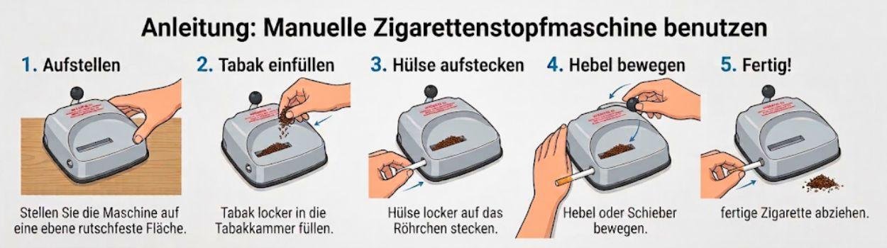[KI-generiert] Anwendungsanleitung der Zigarettenstopfmaschine