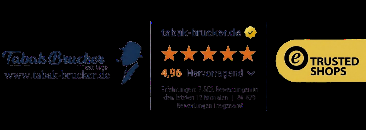 Tabak Brucker Logo mit Kundenauszeichnungen von Trusted Shops Tabak Brucker Logo mit Kundenauszeichnungen von Trusted Shops