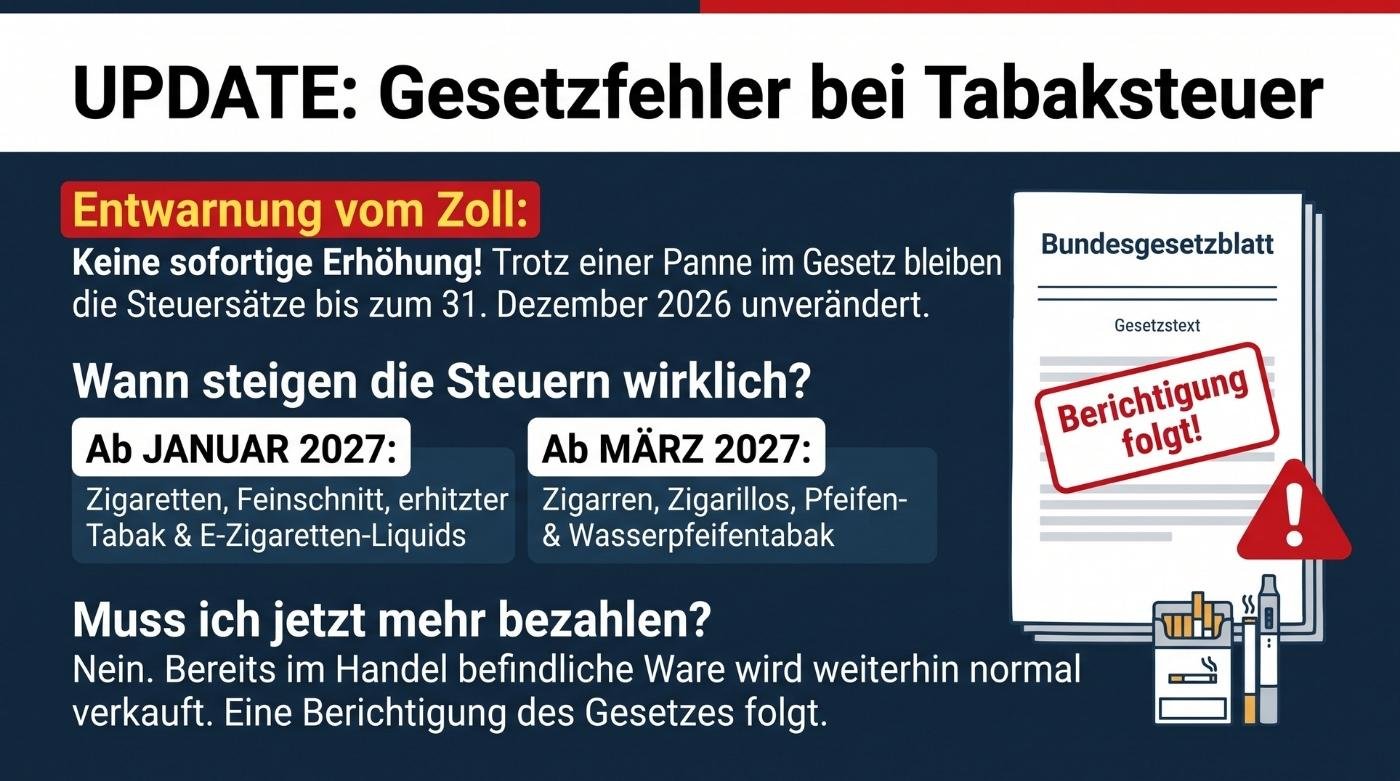 Tabaksteuer-Erhöhung ab 2027