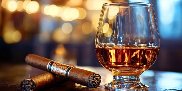  Zigarre und ein Glas Whisky