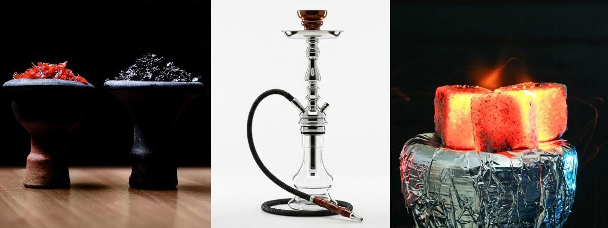 Shisha-Tabak, Shisha-Pfeife und Kohle