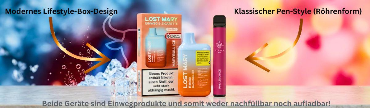 Vergleichsdarstellung- Lost MaryBM600 und Elfbar600