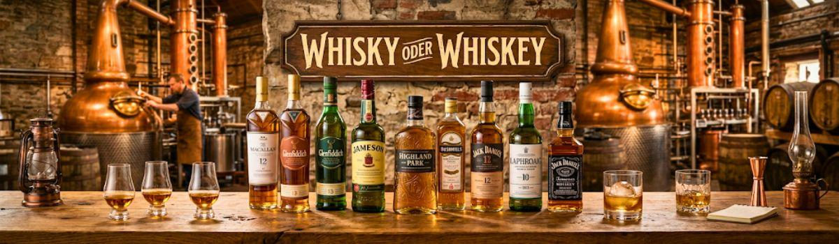 Whisky-Sorten auf einem Tisch in einer Destillerie Whisky-Sorten auf einem Tisch in einer Destillerie
