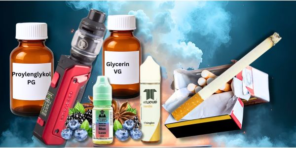 Zusatzstoffe, E-Zigarette, Liquidaroma und Zigaretten